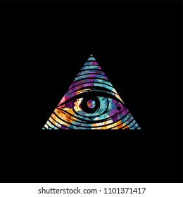 all seeing eye theme logo template vector art