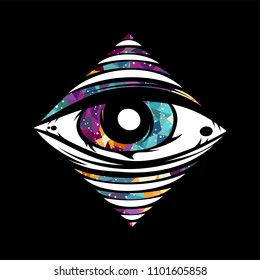 all seeing eye theme logo template vector art