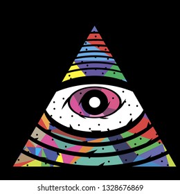 all seeing eye theme logo template vector art