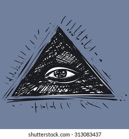 All seeing eye, vector illustration