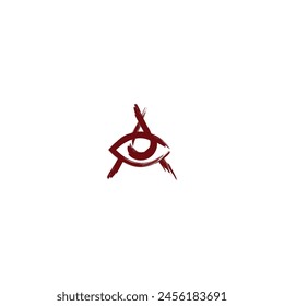 Todos ven el logo del Vector ocular. Ojo rojo con ilustración de salpicadura. Horror, alquimia, horus art