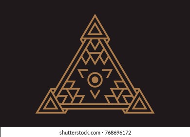 All Seeing icon illustration. The symbol of the Illuminati eye in the pyramid, in different styles.
