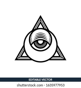 all seing eye logo design simple flat line style