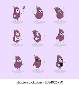 All Set Eggplant Logo Mascot