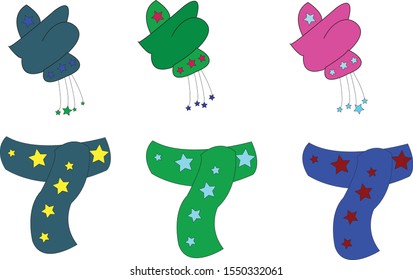 all set icon Scarf vector winter illustration