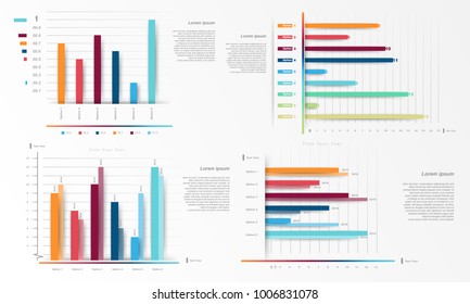 all set presentation template chart, graph for use in business plan on white background. vector design infographic elements style.