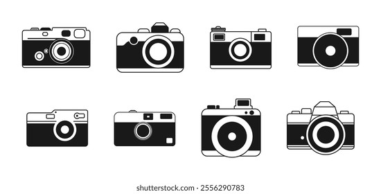 all set vintage camera black white design