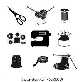 All for sewing. Vector icon set