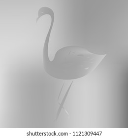 All shades of gray gradient background. Original texture in gray colors with flamingo. Gradient banner with flamingo