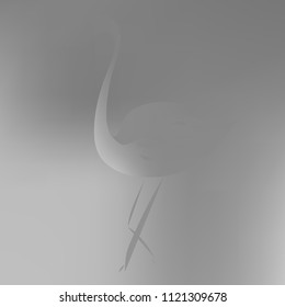 All shades of gray gradient background. Original texture in gray colors with flamingo. Gradient banner with flamingo