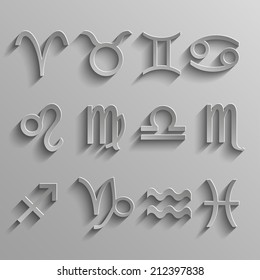 All signs of the zodiac on a gray background