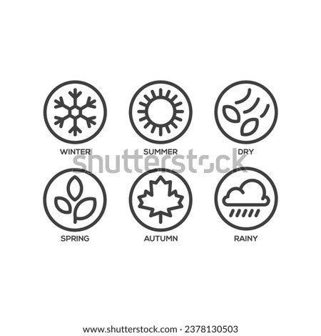 All six seasons in the world icon. Modern sign, linear pictogram, outline symbol, simple thin line vector design element template