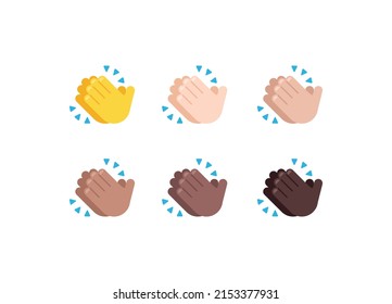 All Skin Tones Clapping Hands Gesture Emoticon Set. Clapping Hands Emoji Set