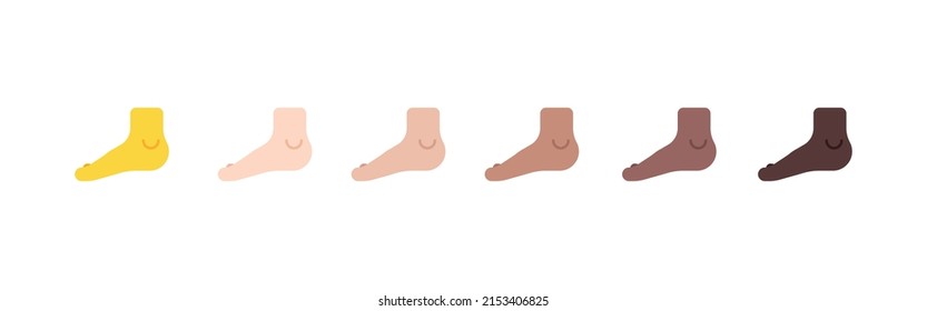 Emoticon De Pie De Todo Tono De Piel Set. Foot Emoji Set