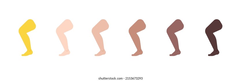 All Skin Tones Leg Emoticon Set. Leg Emoji Set