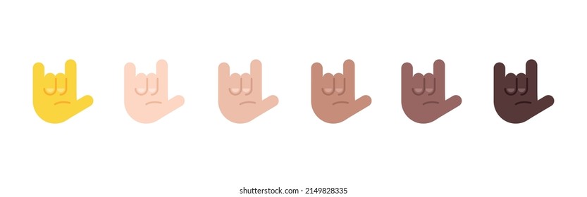 All Skin Tones Love You Gesture Emoticon Set. Love You Gesture Emoji Set