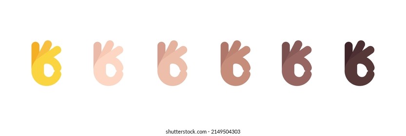 All Skin Tones OK Hand Gesture Emoticon Set. OK Hand Emoji Set