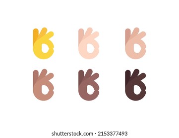 All Skin Tones OK Hand Gesture Emoticon Set. OK Hand Emoji Set