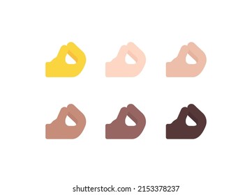 All Skin Tones Pinched Fingers Gesture Emoticon Set. Pinched Fingers Emoji Set