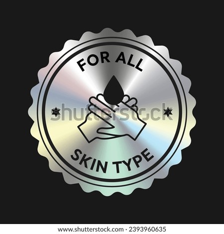 For all skin type packaging icon, stamp, badge, round, seal vector