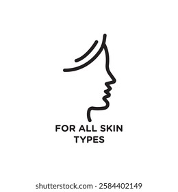 for all skin types icon black and white vector outline sign