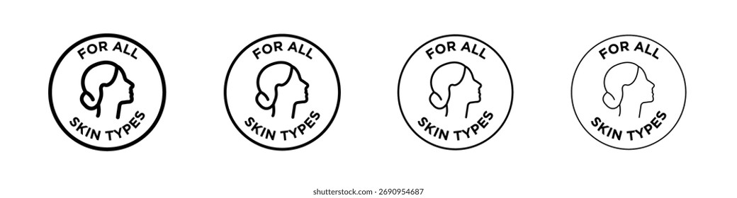 para todos los tipos de piel icono de Ilustración vectorial de línea delgada plana conjunto de contorno de arte