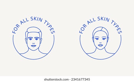 All skin types label for women's and men's skin care products