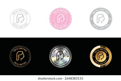 For All Skin Types logo. Icon, Stamp, Badge, Seal and Symbol vector