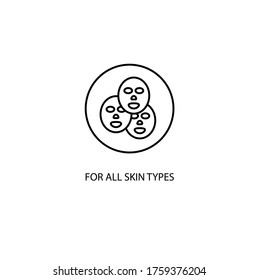 For All Skin Types Sticker And Badge For Cosmetic Products. Vector Icon Illustration.