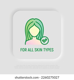 Para todos los tipos de piel símbolo. Icono de línea delgada para el producto de belleza. Ilustración vectorial moderna.