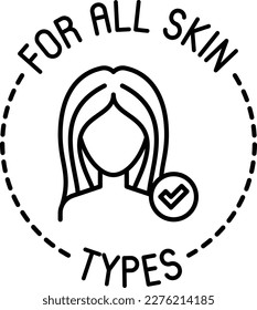 For all skin types symbol. Thin line icon for beauty product. Modern vector illustration.