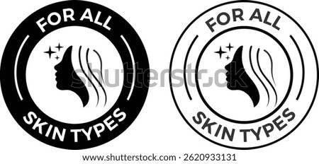 For All Skin Types Vector Icon – Universal Dermatology Badge Logo for Skincare Products
