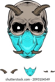 all skull head variations, mask, horn, beard, etc
