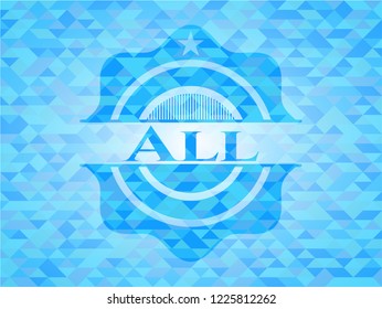 All sky blue emblem with mosaic ecological style background