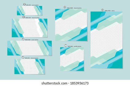 All social media template. With blue and green mask area. Ready template.