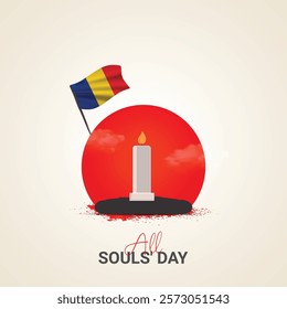 All Soul's Day banner Background. Soul's Day Creative for social media post. 3D illustration.