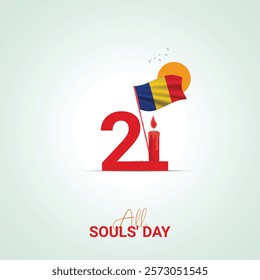 All Soul's Day banner Background. Soul's Day Creative for social media post. 3D illustration.