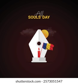 All Soul's Day banner Background. Soul's Day Creative for social media post. 3D illustration.