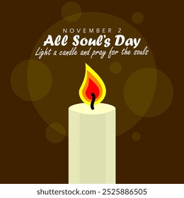 All Souls Day celebrate on November 2nd. A white candle that burns in the dark, an event for giving prayers to souls. Religion banner event.