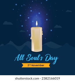 All Souls Day Creative Believers of Christian Religion with Candles Dark Background Design