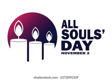 All Souls' Day. November 2. Holiday concept. Template for background, banner, card, poster with text inscription. Vector illustration.