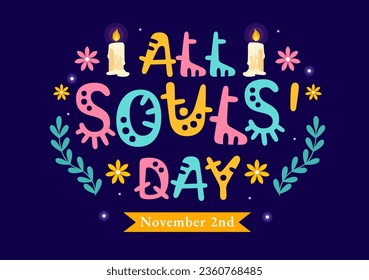 All Souls Day Vector Illustration to Commemorate All Deceased Believers in the Christian Religion with Candles in Flat Cartoon Background Design