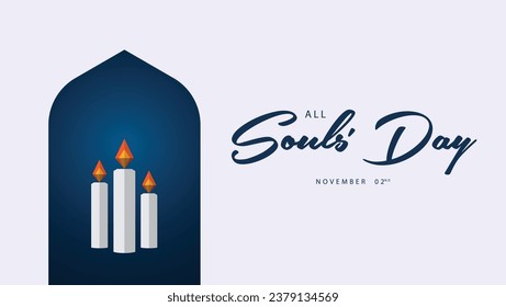 All Souls' Day. Vector illustration of a candle from origami paper. Suitable for banners, web, social media, greeting cards etc