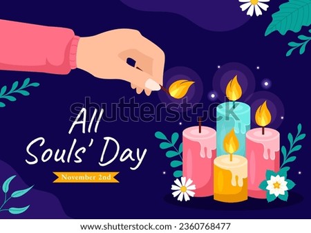 All Souls Day Vector Illustration to Commemorate All Deceased Believers in the Christian Religion with Candles in Flat Cartoon Background Design