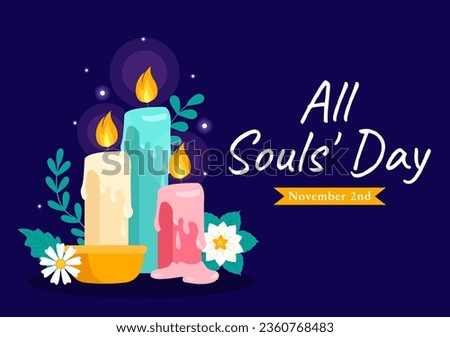 All Souls Day Vector Illustration to Commemorate All Deceased Believers in the Christian Religion with Candles in Flat Cartoon Background Design