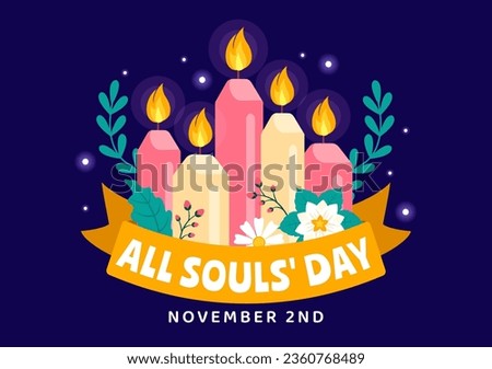 All Souls Day Vector Illustration to Commemorate All Deceased Believers in the Christian Religion with Candles in Flat Cartoon Background Design
