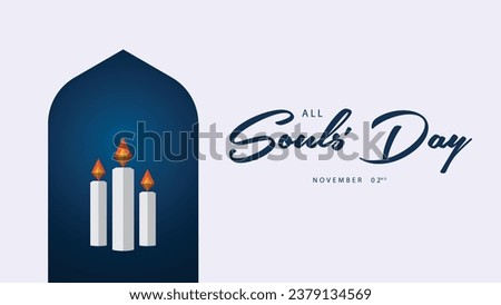 All Souls' Day. Vector illustration of a candle from origami paper. Suitable for banners, web, social media, greeting cards etc