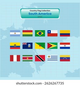 All south american flags continent Vector illustration template