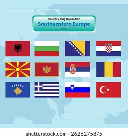 All southeastern europe flags continent Vector illustration template