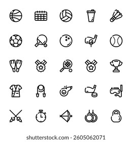 All Sports Icon with Black Outline Icon Style.
